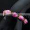 Romantic gold jewelry women 's fashion gold pink stone charm bracelet