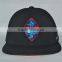 Guangzhou hat factory professional custom 100% polyester/black/embroidery logo/flat brim hat