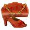 Genuine Pu leather italian designer shoes and bags in gold