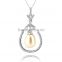 Wholesale fashion freshwater pearl pendant, 925 sterling silver mother of pearl necklace