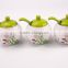 Set Of 3 White Flower Printed Round Ceramic spice container Spice Jar With Lid