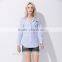 2017 Latest Fashion Lady Long Sleeve Stripe Casual Blouse Design