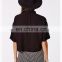 New fashion ladies plain black cropped blouse simple designs