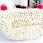 Ladies PU Leather Shoulder Straps Cornstalk Straw Beach Bag with Ball Top