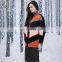 Colorful Striped Fur Blazer Female Patchwork Sheep Fur Coat Multicolor Lamb Fur Bat Overcoat