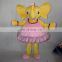 HI CE Attractive yellow elephant mascot costume with dress for sale