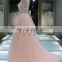 1A1045 Dreamy Light Pink Crocheted Lace Sash 3D Flowers Appliqued Sleeveless Evening Dress Prom Dress Bridesmaid Dress