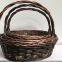 brown wicker flower basket with handle  willow floral basket  rattan wall planter with handle