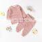 Wholesale  ribbed soft baby clothes set pure color pajamas 2 poeces set