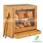 Bamboo Bread Box for Kitchen Counter 2 Adjustable Layer Wooden Bread Bin with Acrylic Glass Window and Storage Drawer