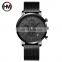 HANNAH MARTIN 1092 Simple Man Watches Black Stainless Steel Mesh Strap Custom Logo Men Watch