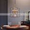 Simple Unique Square Metal Cage Small Farmhouse Hanging Pendant Light Lamp
