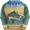 Fashion Hoodie with Beach and Fat Fish Pattern