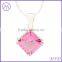 925 Sterling Silver Yellow Square Stone Pendant Necklace For Ladies