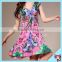 V Neck Flower Printed Fabric Patterns Lady Dress