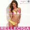The Epitome of Rainbow - RELLECIGA Rose-Yellow-White Elegant Draped Halter Bikini Set