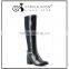 Women pu leather pointed toe black color competitive price knee boots