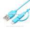 Hot Sale colorful MFi usb cable 2 in 1 usb cable