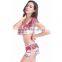 Women's Bikini Set Push-up Padded Bra Falbala Printing Swimwear Swimsuit