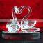 Couple crystal glass swan figurine for wedding soubenirs