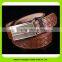16022 Elegant top quality first layer cowhide leather knitting wallet belt gift set