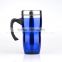 Double Wall Stainless Steel plus Plastic Auto Hot Drinking Mug Cup