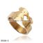 2016 New arrival fashion wholesale gold covering stainless steel double bear finger ring