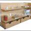 Wooden Supermarket Island Gondola Shelf with Drawers