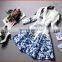 2015 European Design White&Blue Turn-Down Collar Ladies Overcoat Winter Dress