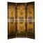 Vintage Furniture Traditional Hand Painting Wooden Floor Screen, Retro Art Painting Four Panel Folding Screen
