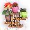 Small potted flower wooden stand