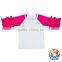 Pink White Knit Cotton 3/4 sleeves Ruffle Raglan Shirts