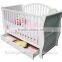 European Style New born Baby Bed, Wooden Baby Crib Multifunction Baby Crib Bed with Drawer