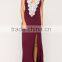 High quality women sexy spaghetti strap deed v neck crochet maxi evening dress