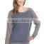 Factory Direct Wholesale Women's Cotton Poly Contrast Raglan Long Sleeve Pullover