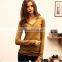 custom euramerican v neck style cotton long sleeve fit women t shirt