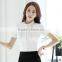 2017 Short Sleeve Korea White and Blue Women Office Blouse Stylish Formal Blouses For Ladies