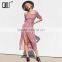 Lady's smocked dress with slit off the shoulder floral long maxi dresses