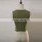 Cotton Crop Top Tank Top hollow plain dyed Solid army green Sold By PC