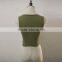 Cotton Crop Top Tank Top hollow plain dyed Solid army green Sold By PC