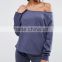 2017 Guangzhou Factory 60% Polyester 40% Cotton Women Fashion Design Jersey Off Shoulder Sweatshirt
