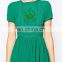 CHEFON Embroidery and lace detail short summer dress