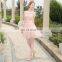 HS1616 Knee Length Evening Party Pink Flower Appliqued Bridal Dress Bridesmaid Gowns