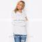 New arrival long sleeve loose high necklin white wholesale jumper