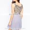 Ladies Beaded Sleeveless Short Prom Applique Dresses for Party Wear