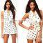 Fashion Stylish Plunging Neck Sleeveless Lace-Up Elephant Print Women's Romper