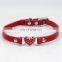Luxury cat neck belt rhinestone heart cat collar genuine leather