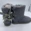 Fashion ladies cute bow design sheepskin baby fur boots kids ribbon boots for snow