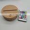 Wood Led lamp Night Base Round Wooden with Remote for Acrylic 3d Lamp