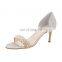 Beautiful elegant Women low heel sexy ladies ankle wrap with pearl decorated design sandals shoes